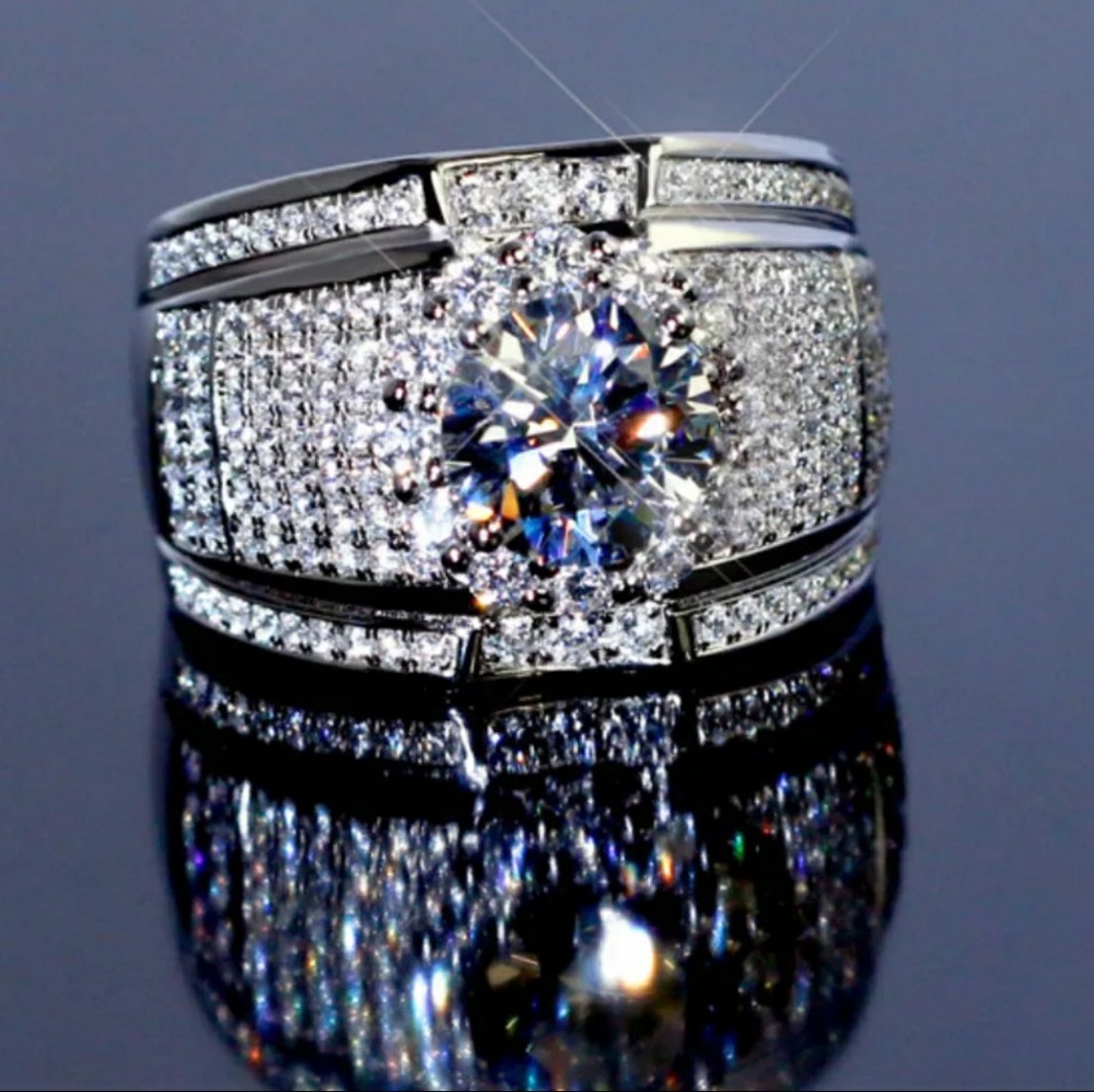 NEW Sterling Silver Cocktail Wedding Engagement Wide Band Ring Gorgeous
